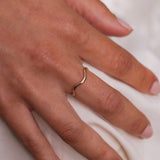 Hand Carved 14k Yellow Gold Wavy Ring - Size 7 - One of a Kind