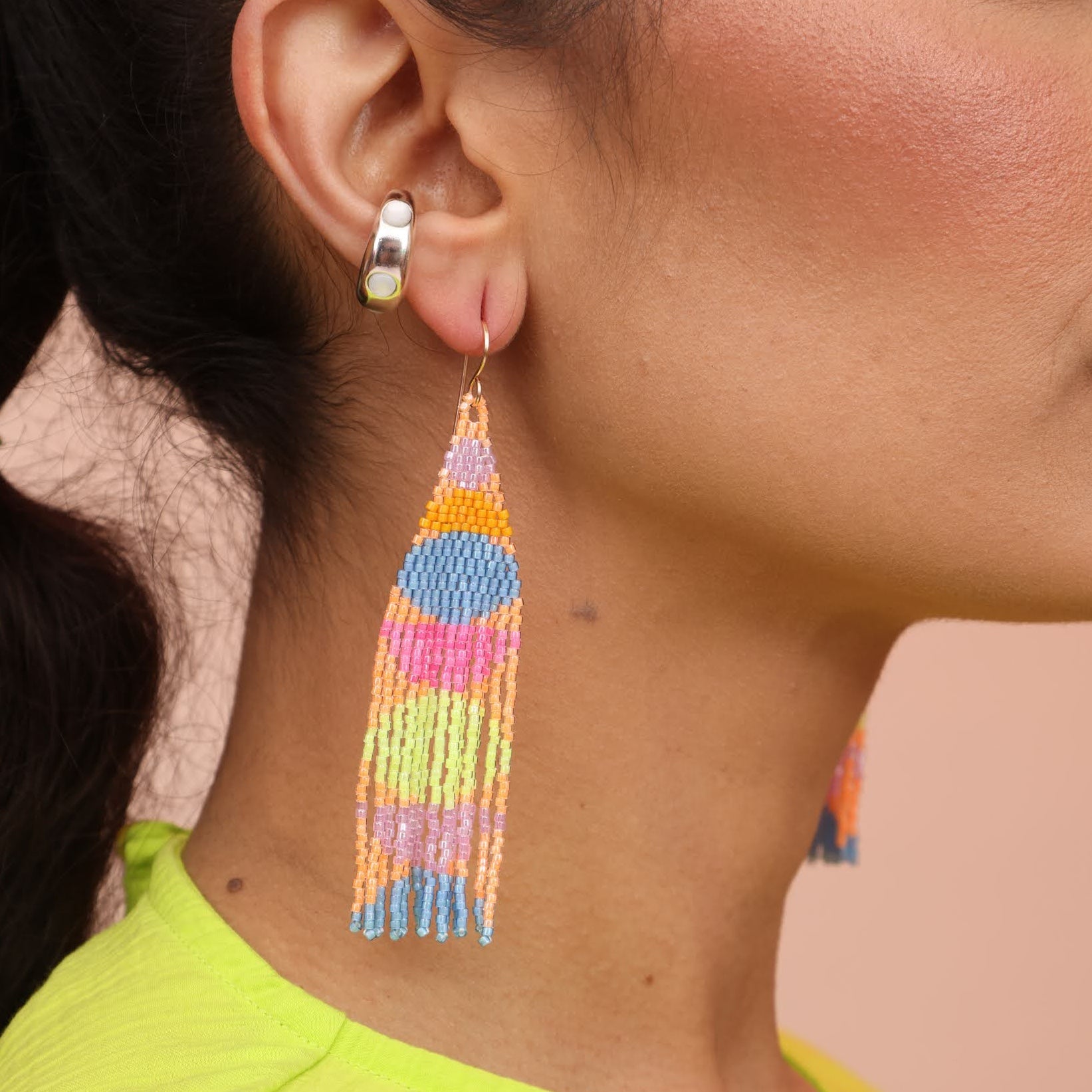 Stacked Shapes Beaded Earrings (3 colorways)