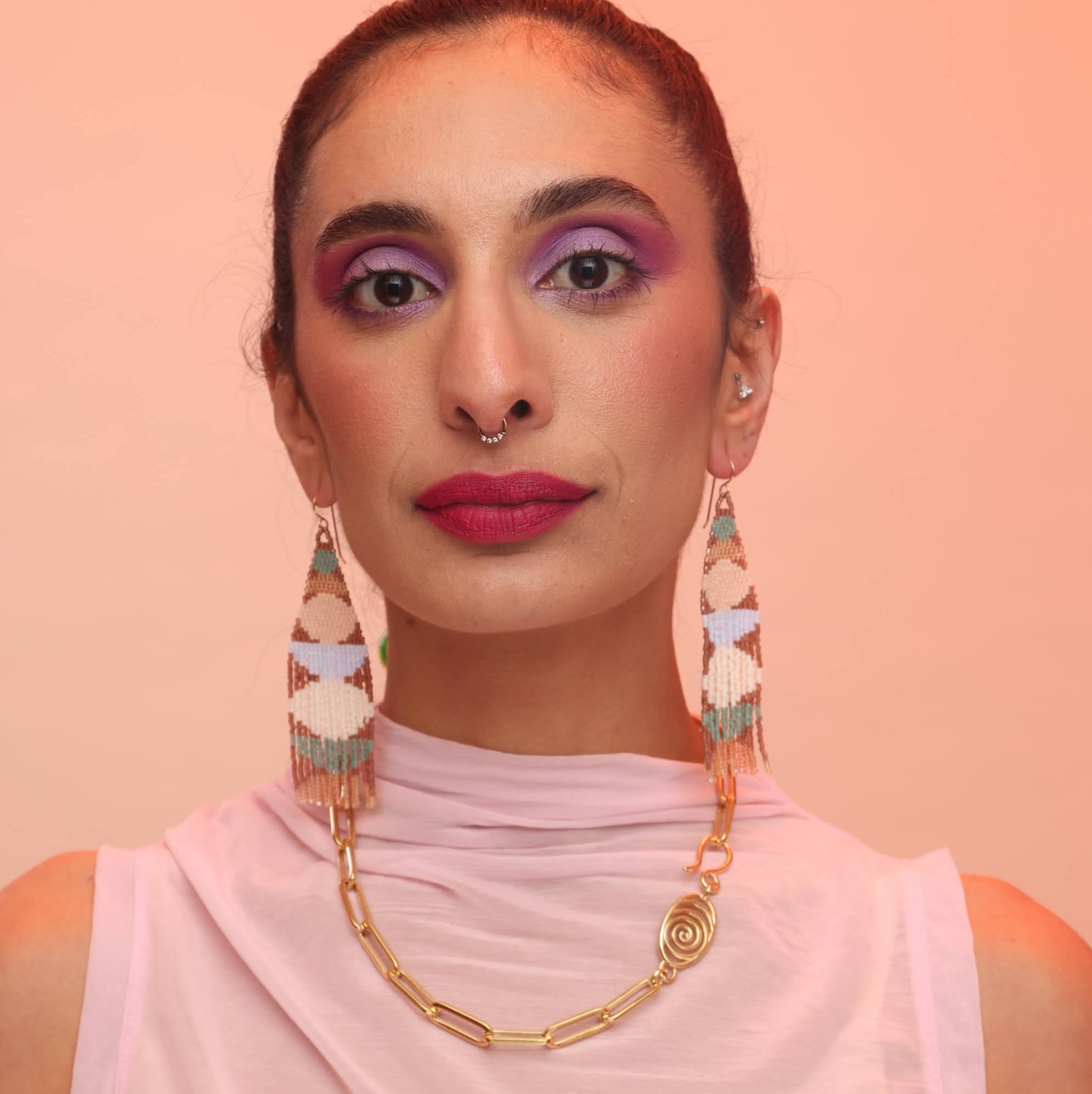 Stacked Shapes Beaded Earrings (3 colorways)