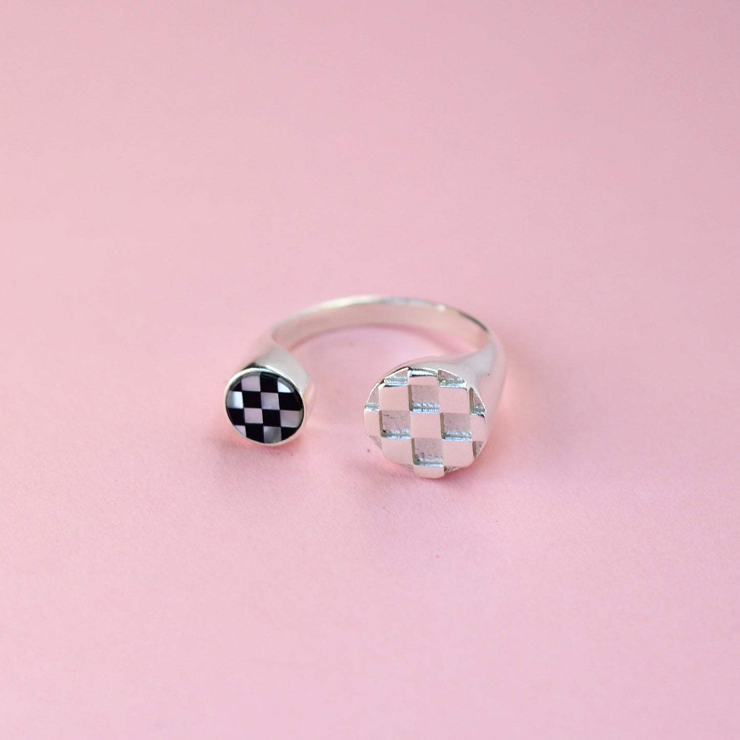 Split Checkerboard Inlay Ring (5 stone options)