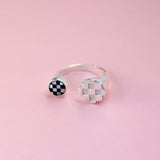 Split Checkerboard Inlay Ring
