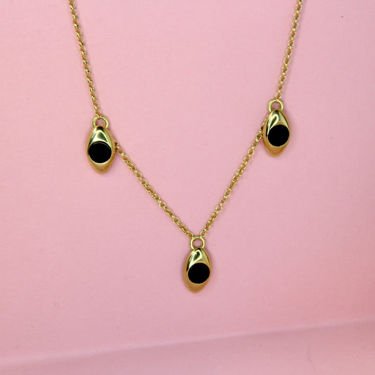 Oval Inlay Charm Necklace