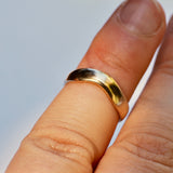 Hand Carved 14k Yellow Gold Wavy Ring - Size 4.5