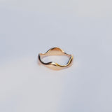 Hand Carved 14k Yellow Gold Wavy Ring - Size 6 - One of a Kind