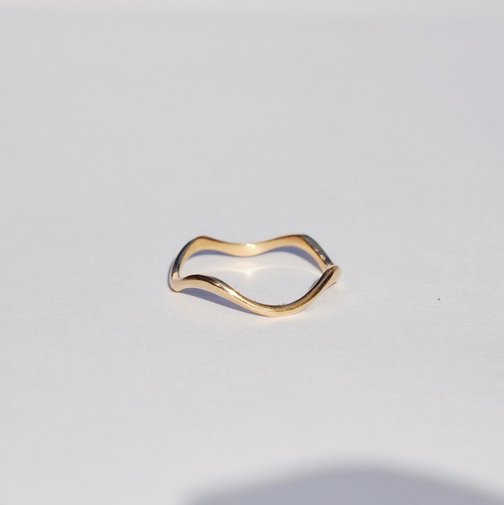 Hand Carved 14k Yellow Gold Wavy Ring - Size 7 - One of a Kind