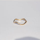 Hand Carved 14k Yellow Gold Wavy Ring - Size 7 - One of a Kind