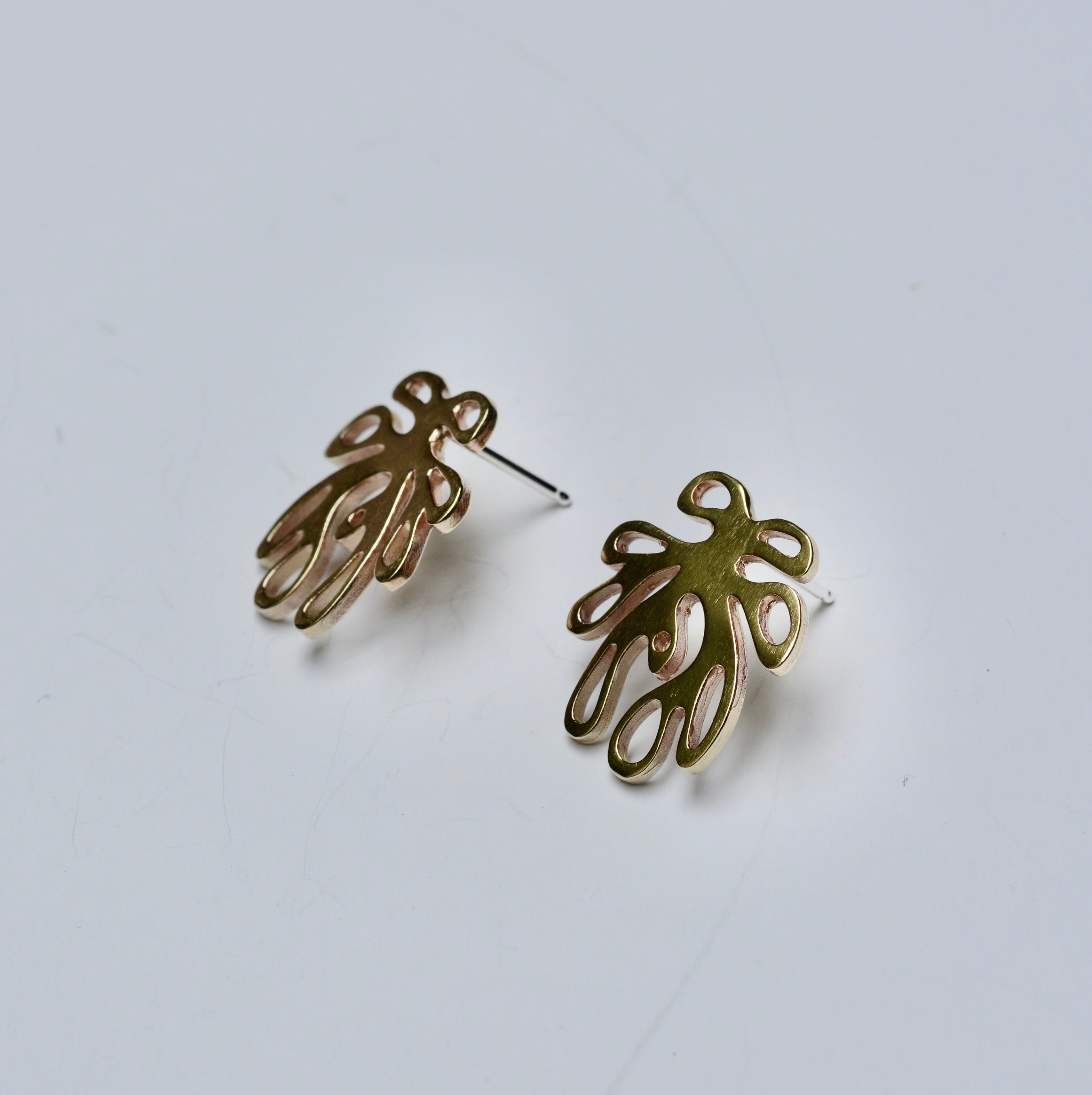 Bronze leaf shaped post earrings