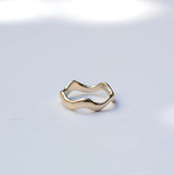 Hand Carved 14k Yellow Gold Wavy Ring - Size 6.25