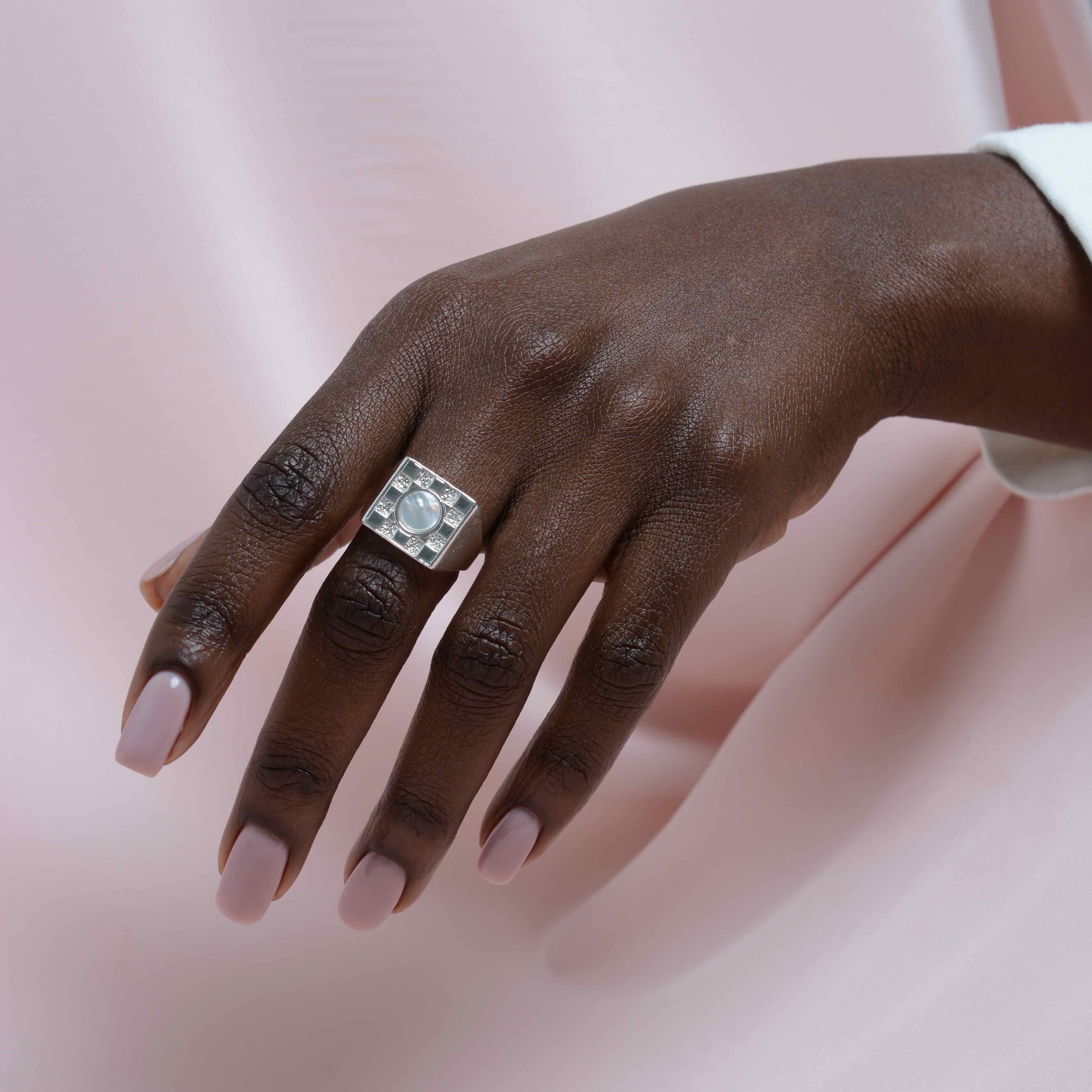 Square Checkerboard Inlay Ring