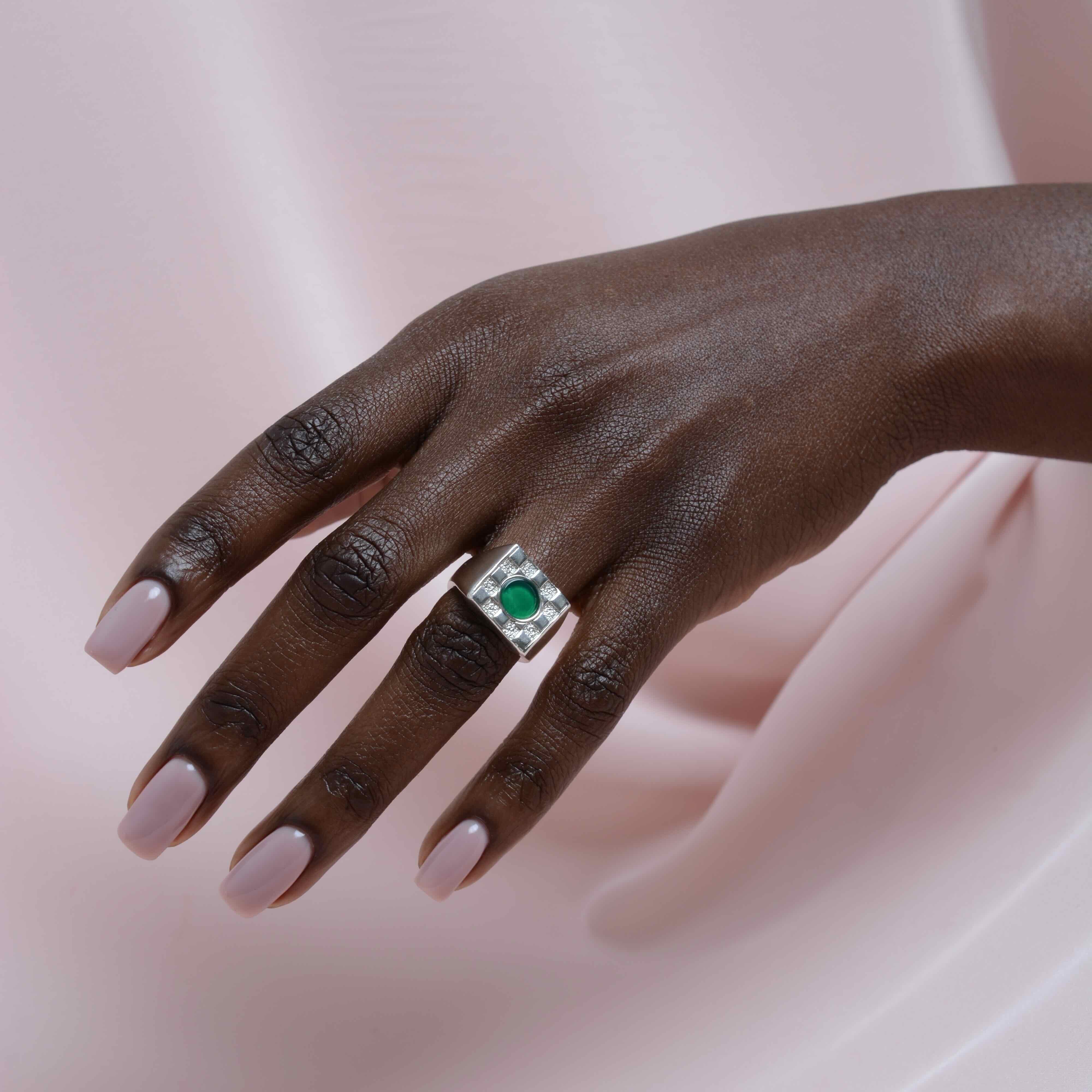 Square Checkerboard Inlay Ring