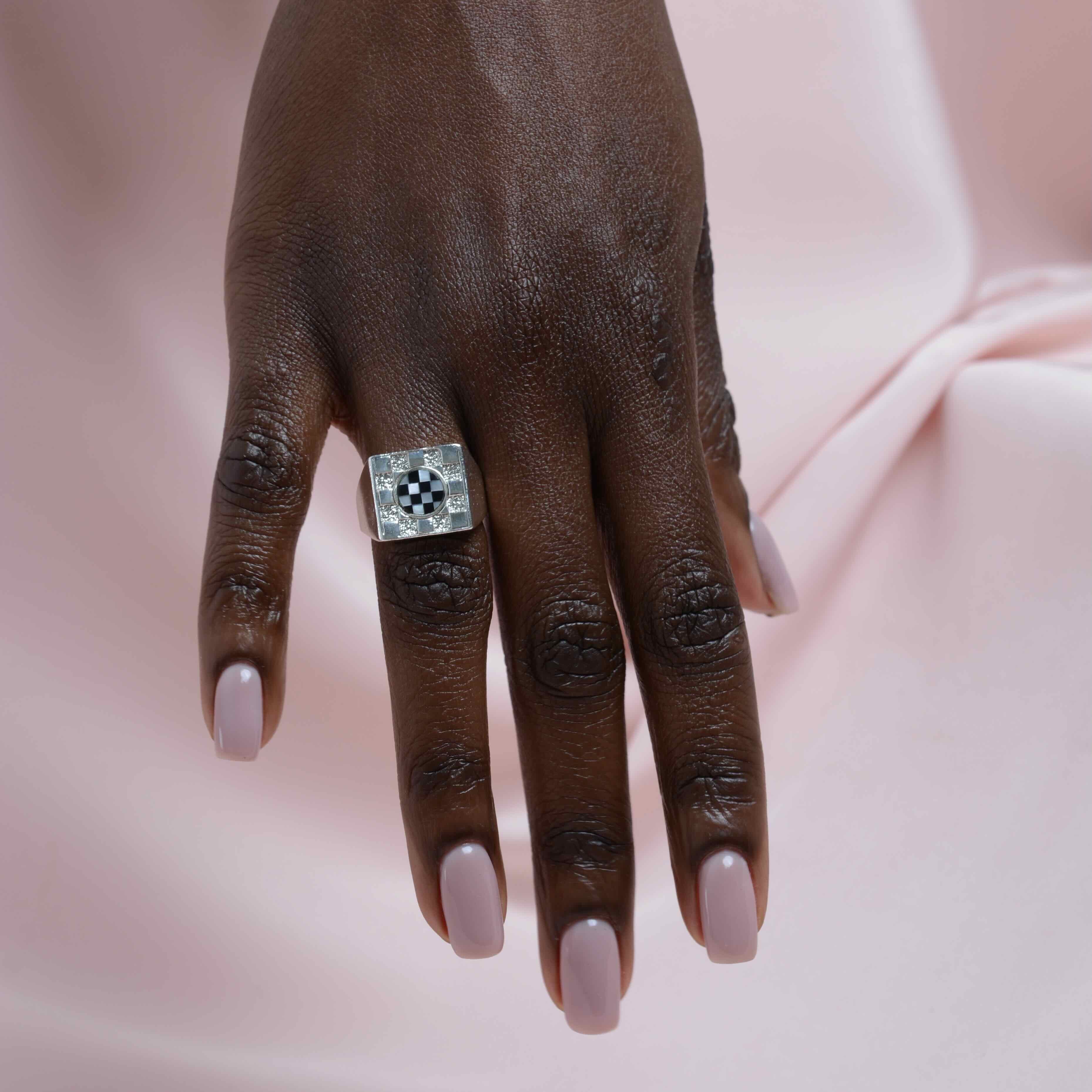 Square Checkerboard Inlay Ring