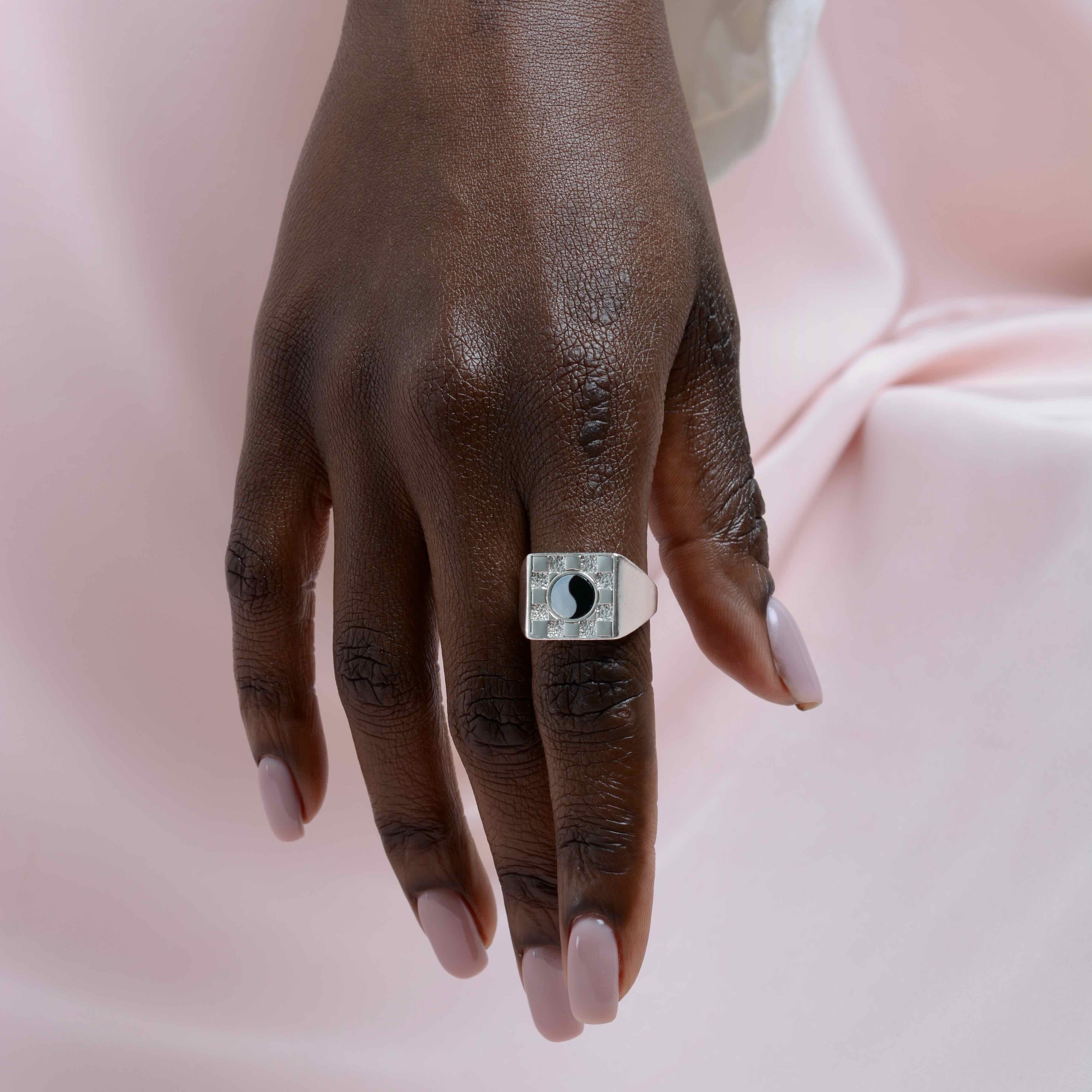 Square Checkerboard Inlay Ring