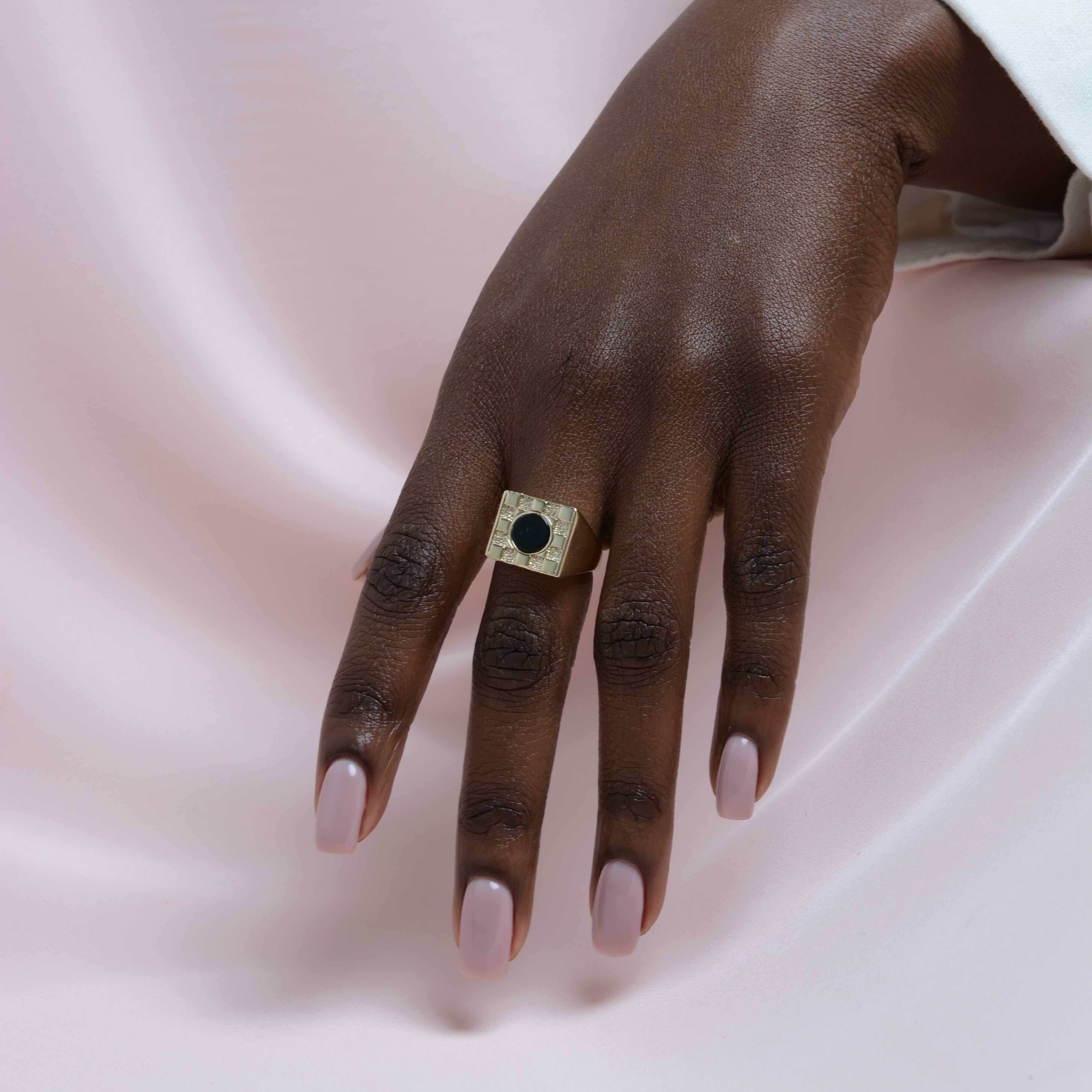 Square Checkerboard Inlay Ring