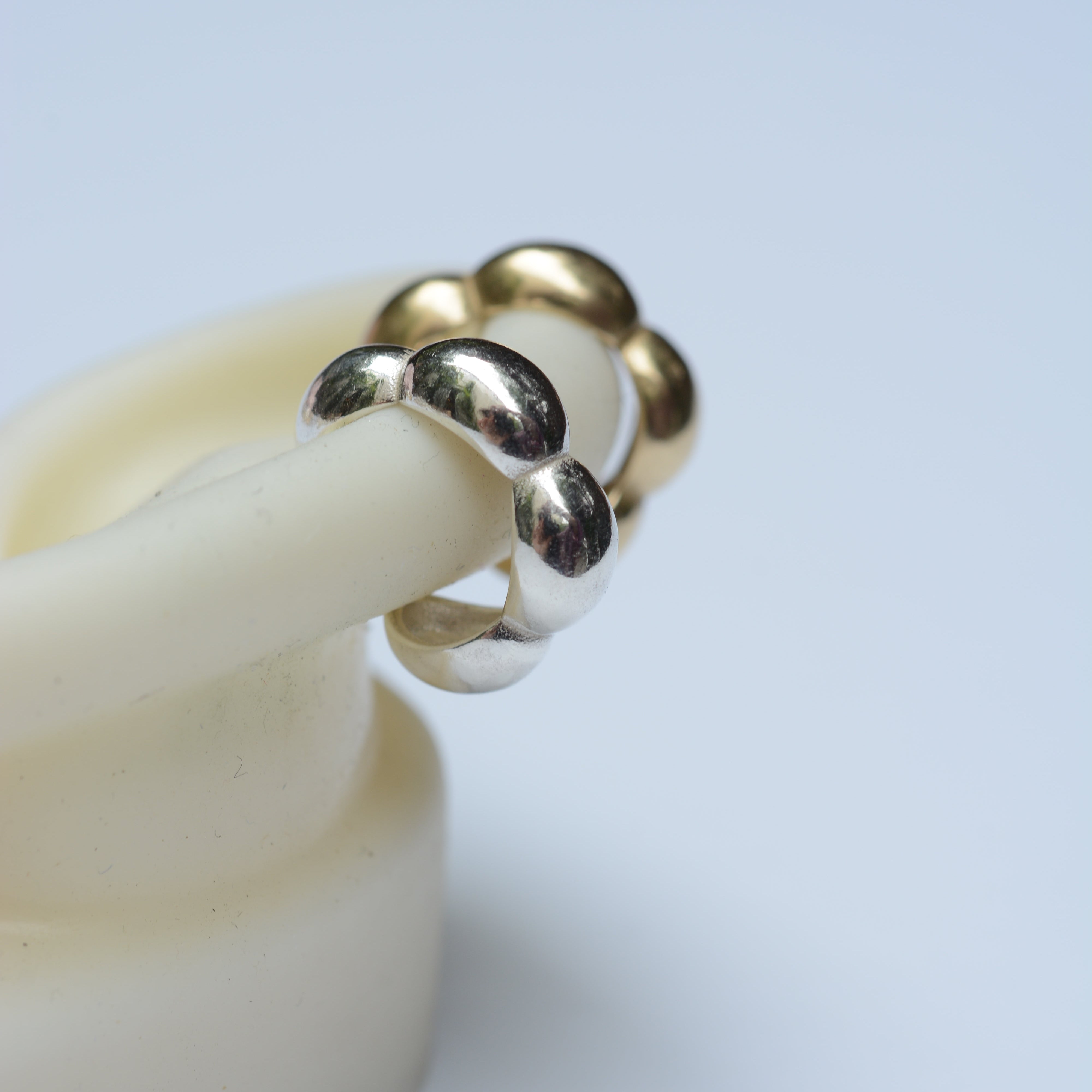 Bubble ear cuffs in sterling silver and bronze