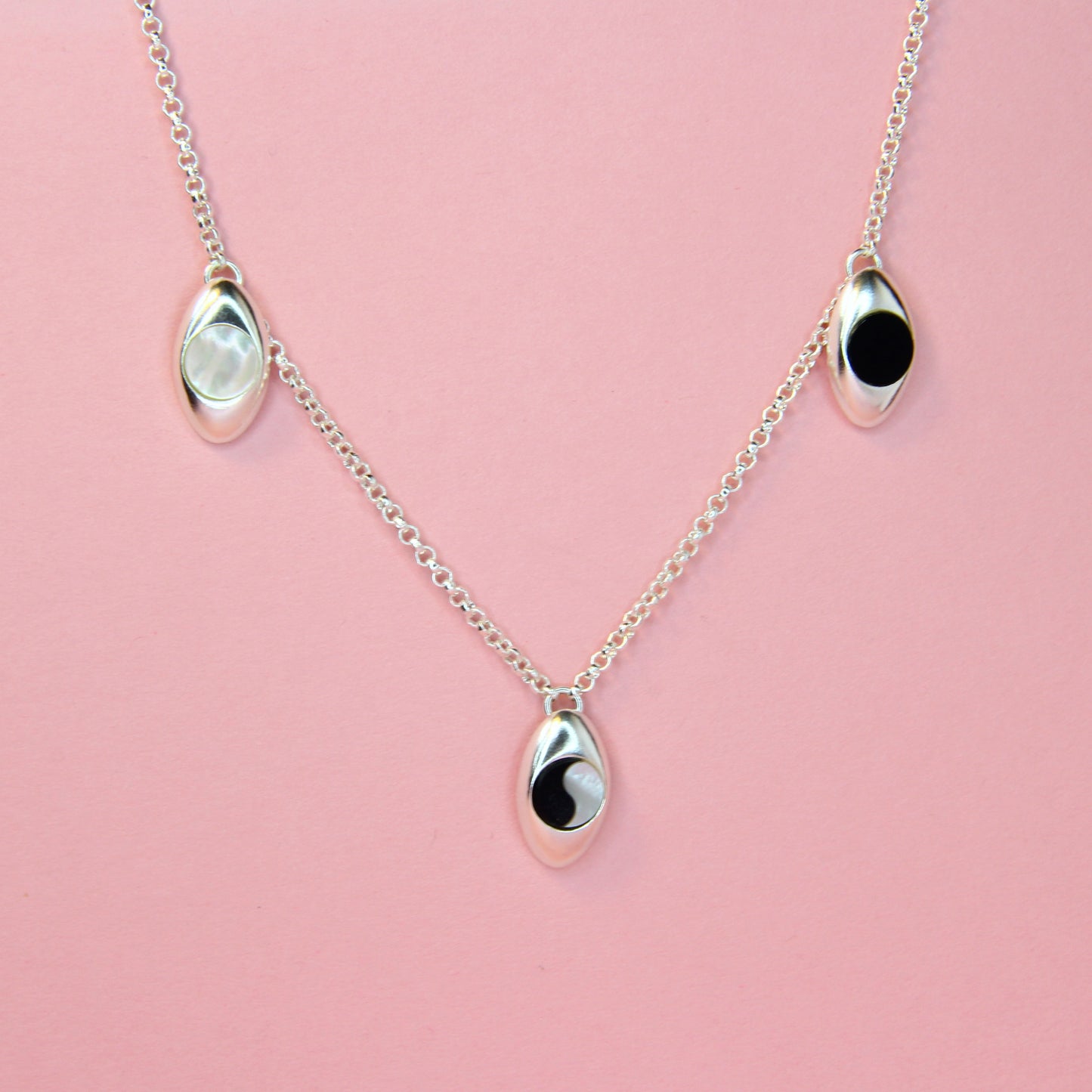 Oval Inlay Charm Necklace