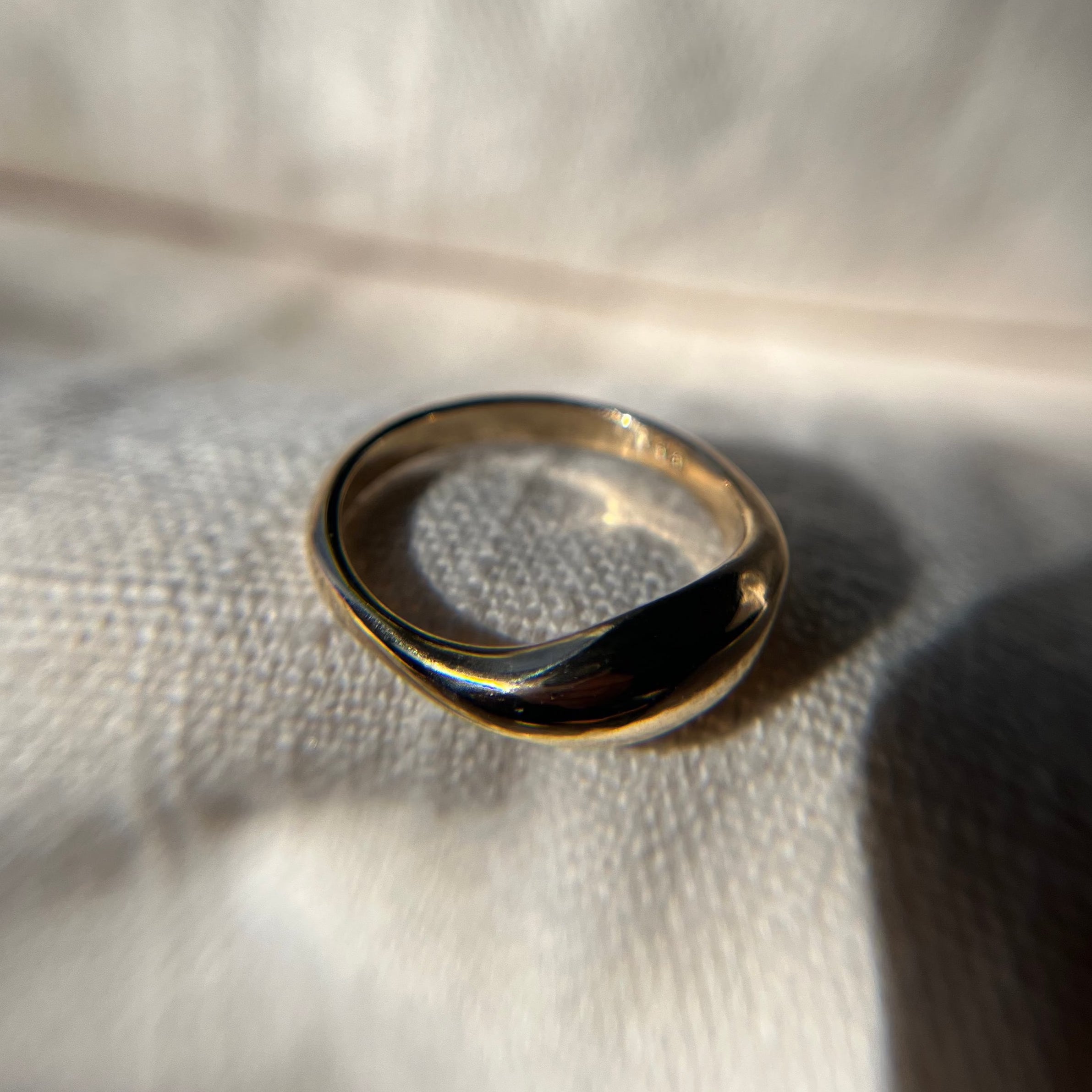 Thick Gold Wavy Ring Pair, Size 6