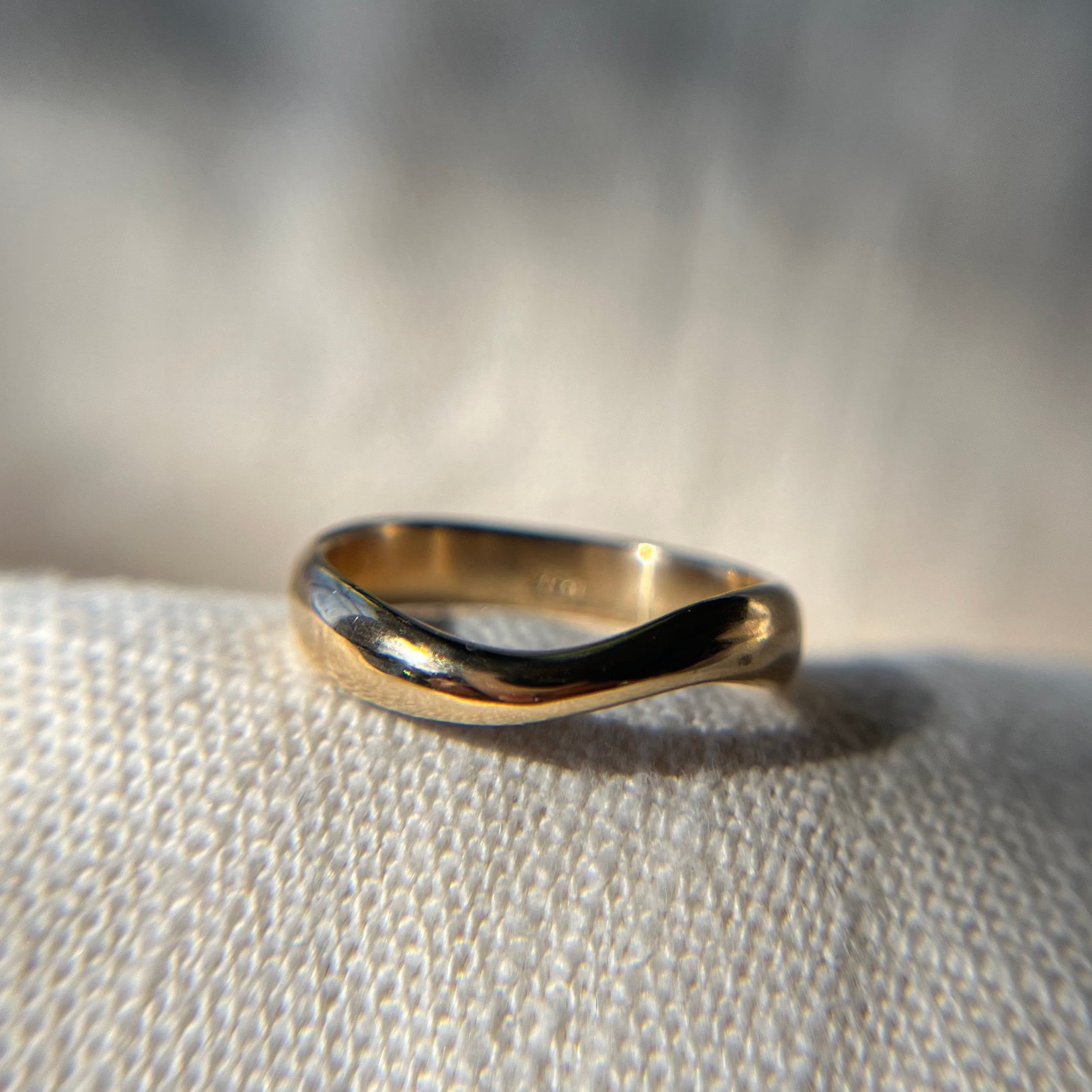 Thick Gold Wavy Ring Pair, Size 6