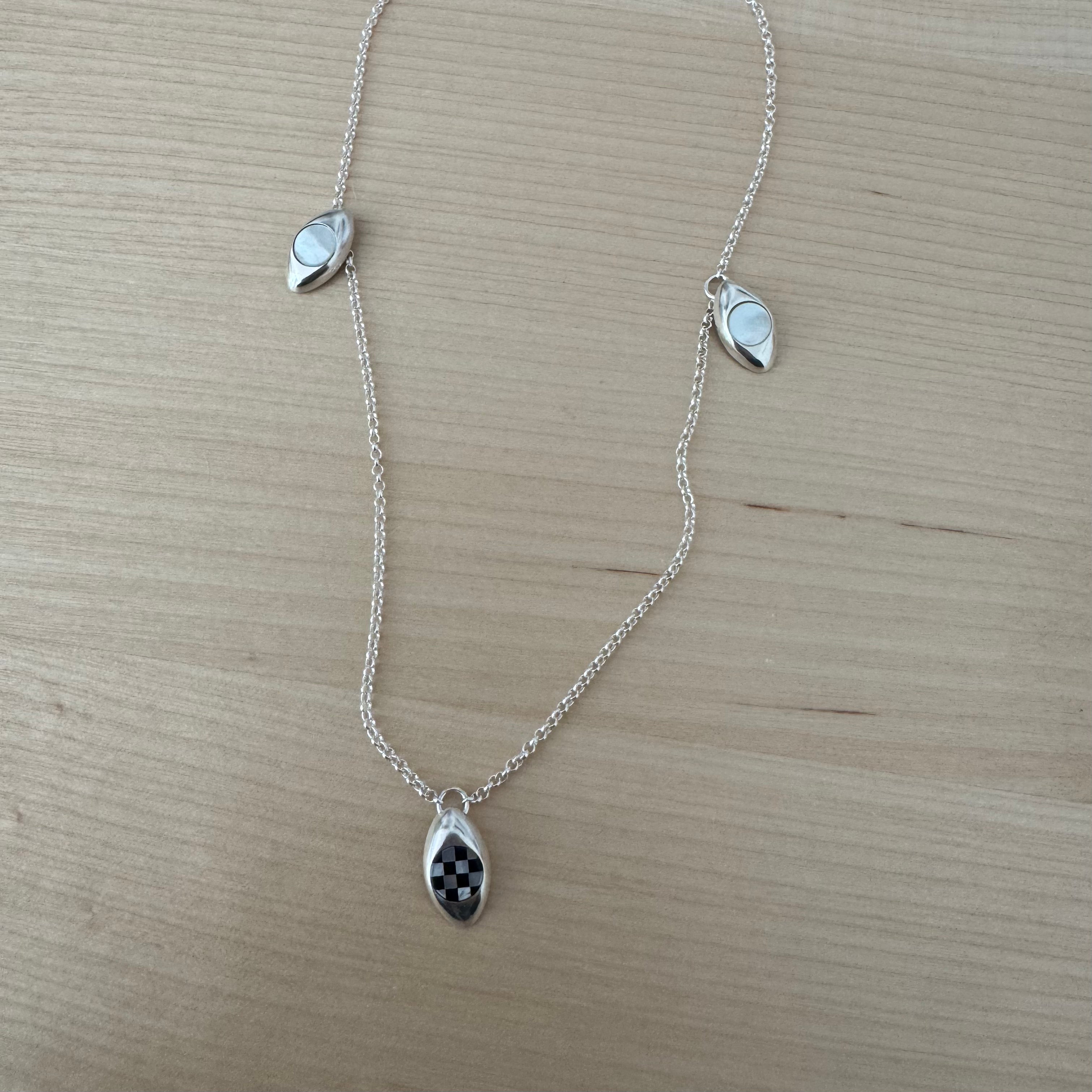 Oval Inlay Charm Necklace
