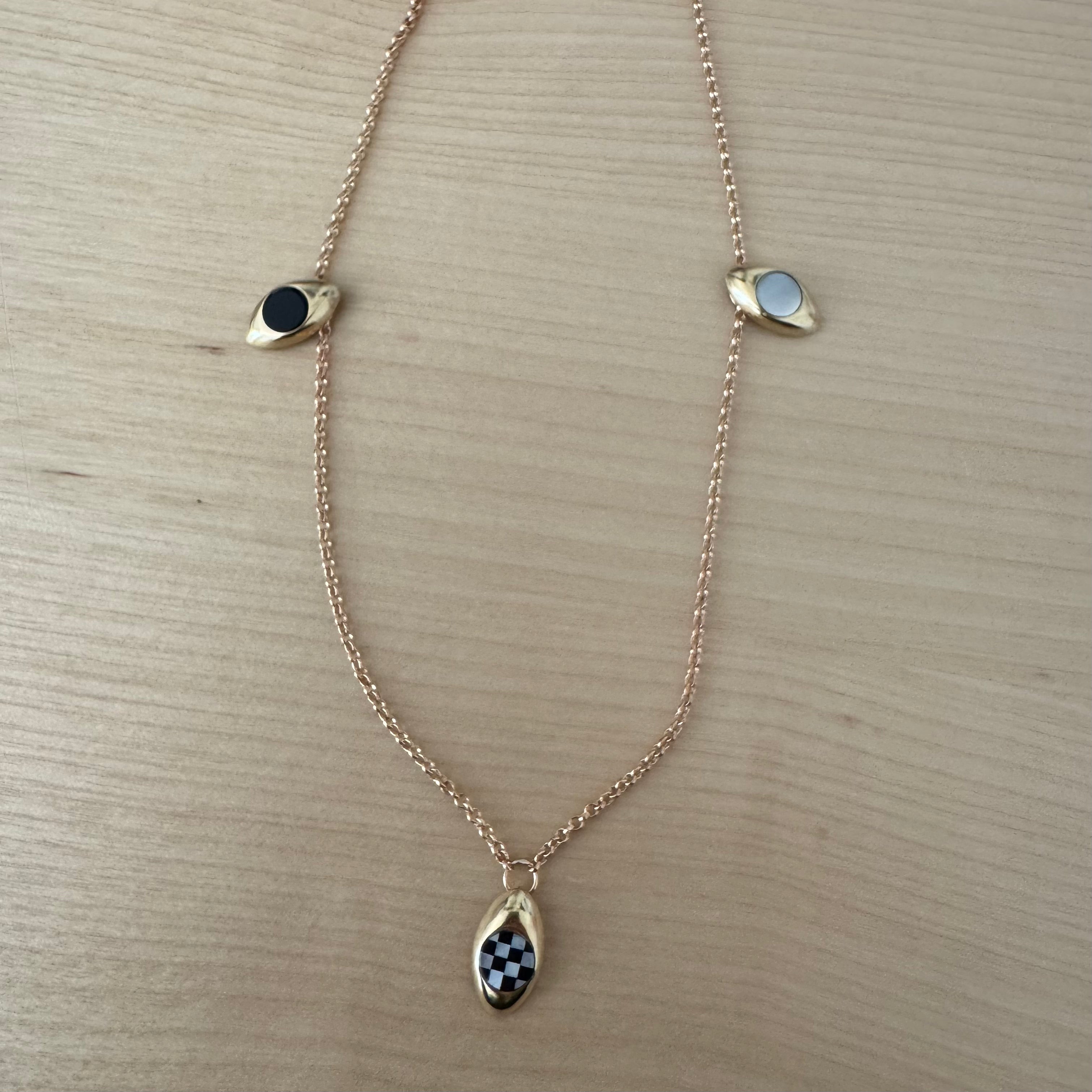 Oval Inlay Charm Necklace