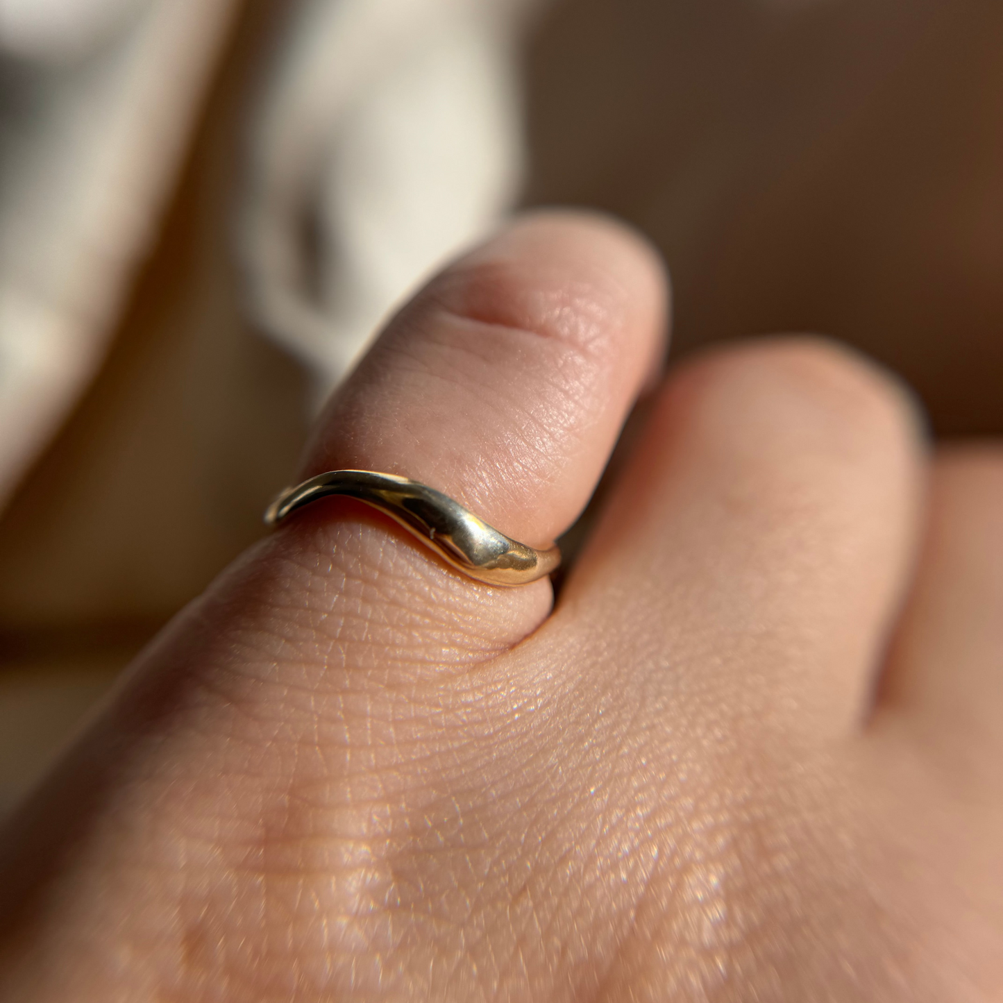 Gold Wavy Ring Size 6