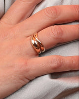 Thick Gold Wavy Ring Pair, Size 6
