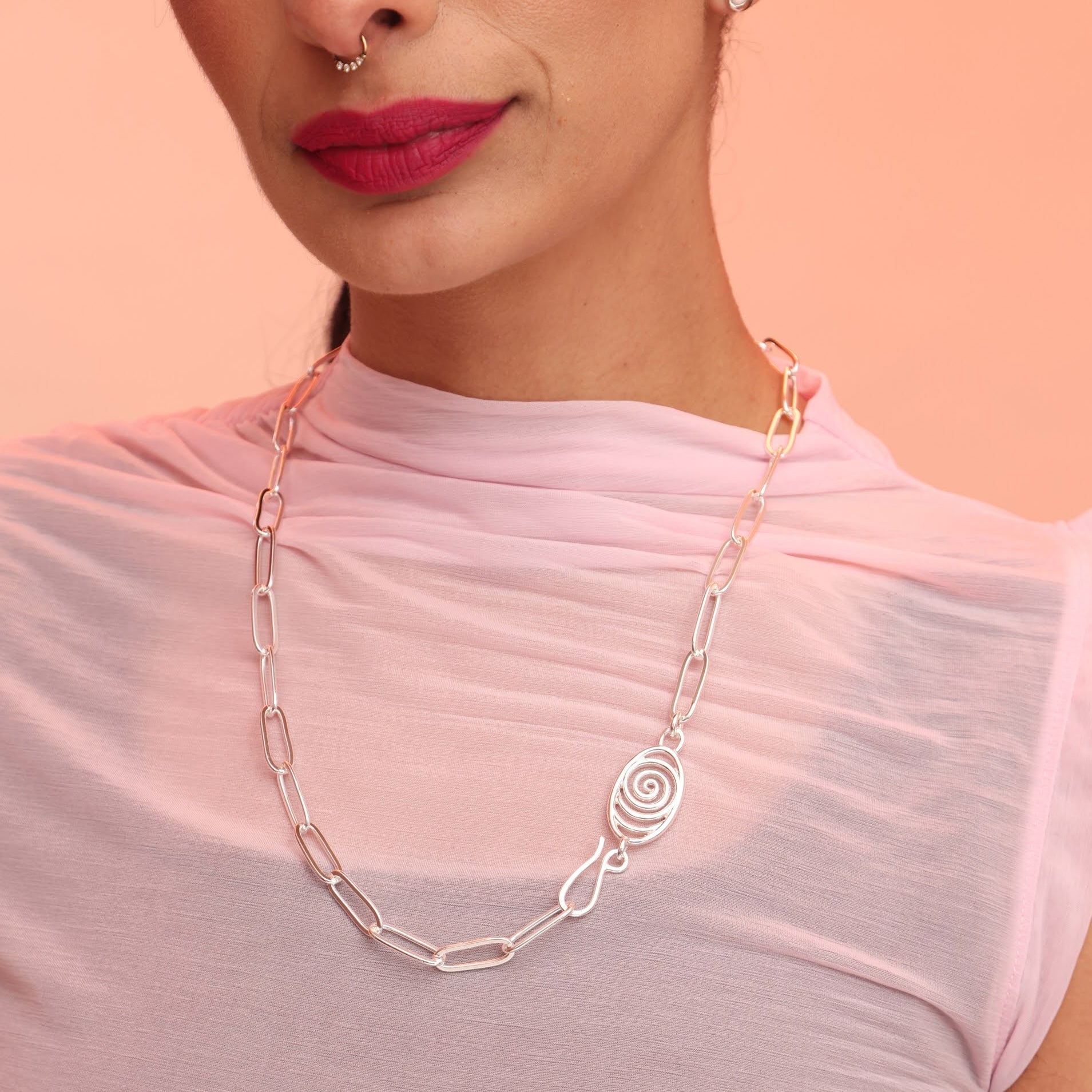 Spiral Paperclip Chain Necklace