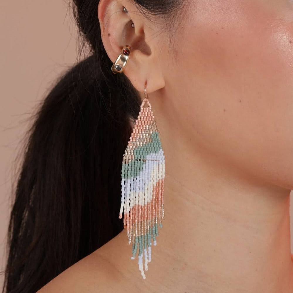 Wavy Beaded Earrings (3 colorways)
