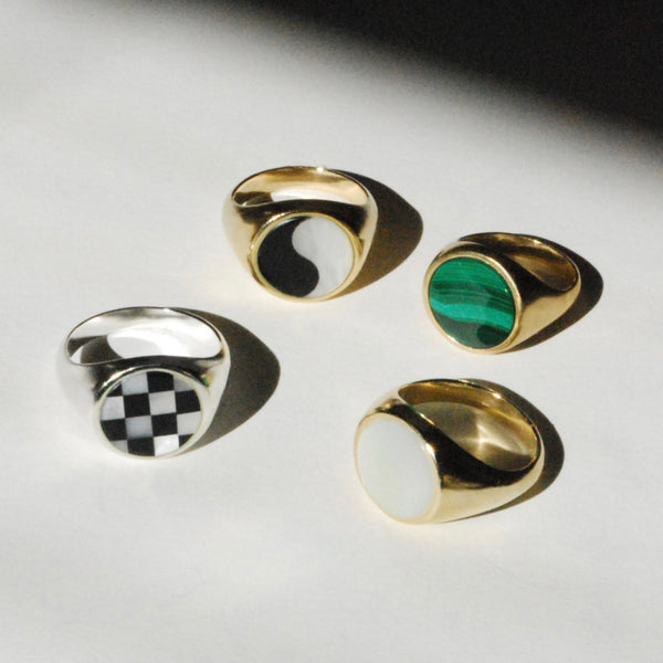 Classic Inlay Signet Ring – TAKE SHAPE STUDIO